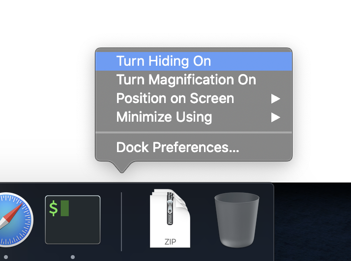 Auto hide dock