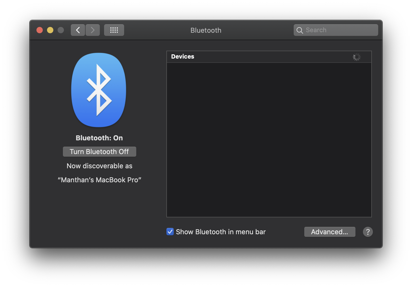 Show Bluetooth